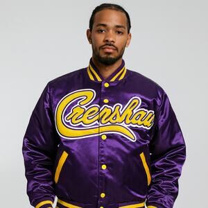 Headgear Classics Crenshaw Jacket LeBron James 23 Purple Satin Bomber New Ltd Ed